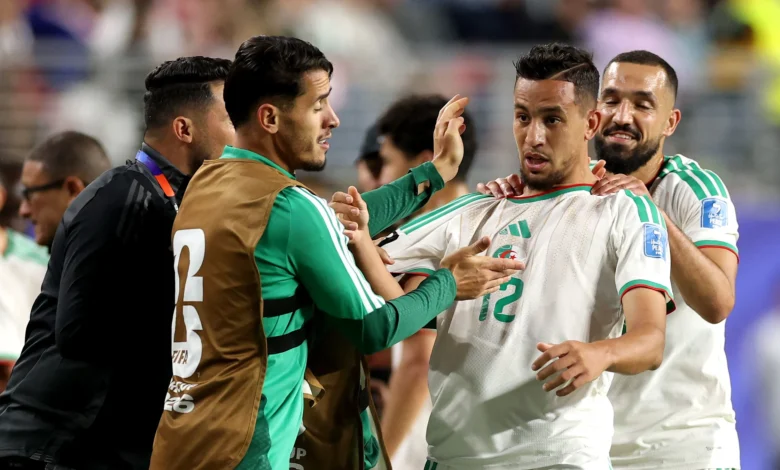 Algerian players celebrating the equaliser