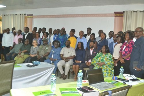 Dr. Ofei-Aboagye (seated right) with participants after the workshop. Photo Victor Buxton