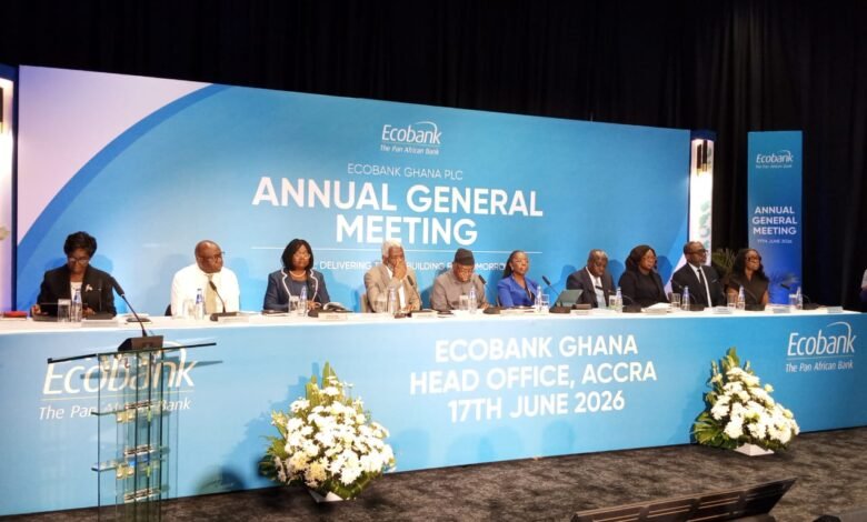 Chief Adani (fourth from left) and Mrs Osei-Poku (fifth from right) with other board of directors of the bank during the AGM