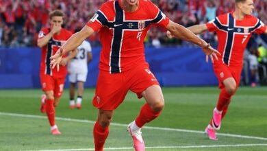 Erling Haaland took less than half an hour to score his first World Cup goal