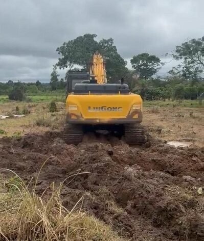 An excavator at Yawsan community for illegal mining activities