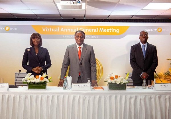 Ms Apea Osafo (left) with Mr Baiden (middle) and Mr Opuni at the AGM