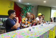 Mr Namoale (second from left) speaking at the congress