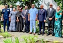 Mr Ablakwa (sixth from right) with Dr Ugirashebuja (fifth from right) and other dignitaries after the ceremony