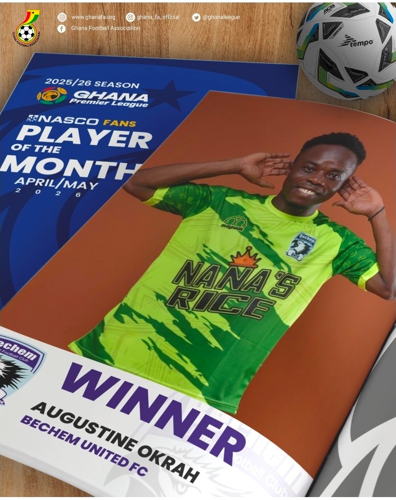 Augustine Okrah named NASCO Ghana Premier League player of the month for April/May