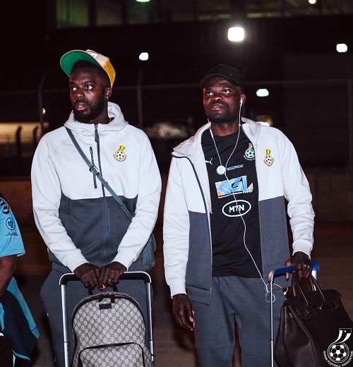 Inaki Williams and Thomas Partey (right) on arrival