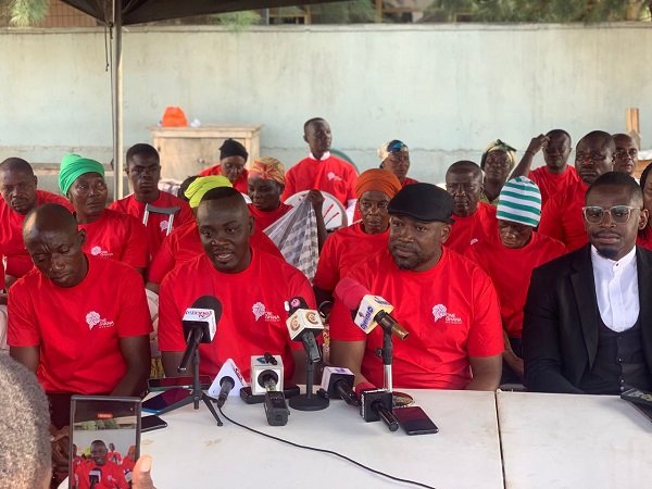 Mr Hosi (second from right) briefing the press to mark the 11th year after the June 3rd disaster