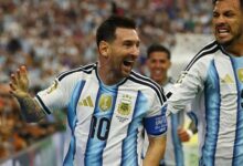 Lionel Messi celebrates scoring their second goal