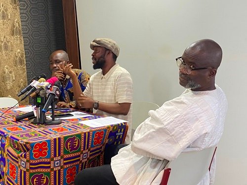 Mr Atuahene (middle) addressing the media