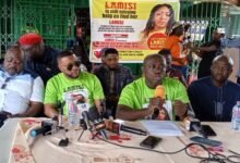 Mr Paul Anamde (second from right) speaking at the press conference