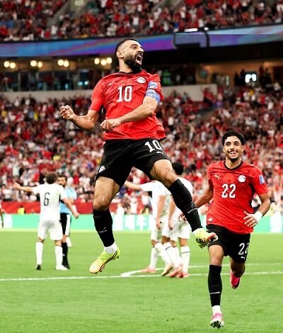 Mohamed Salah celebrates his goal