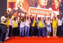 Mr Seneadza (fifth right) together with other guest performing the official launch