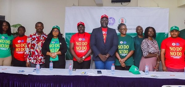 Mr. Nartey (sixth from left), Ms. Osei-Duah (fourth from right) and other officials after the launch