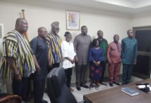 Mr Dumelo (middle) with the members of the Council after their inauguration