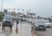 Potholes on the Achimota road creating traffic condition Photo Victor A. Buxton... (1)
