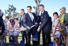 Premier Crisafulli turns the first sod at the Olympic venue site