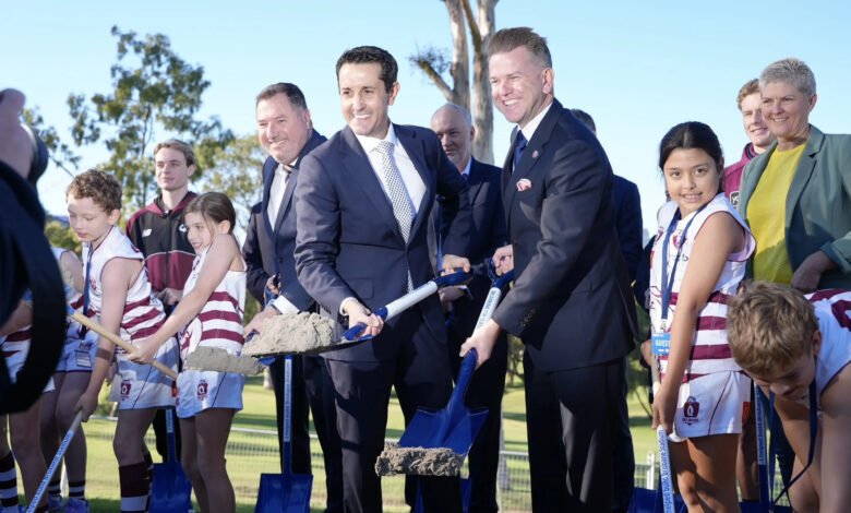 Premier Crisafulli turns the first sod at the Olympic venue site