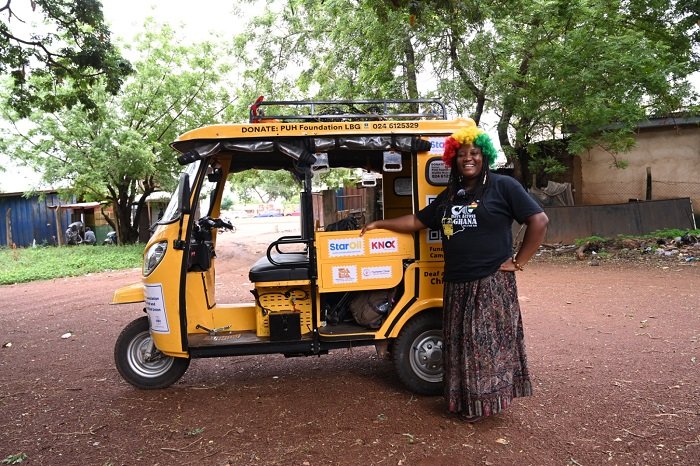 Princess Umul Hatiyya ready for her nationwide tour in a tuk-tuk