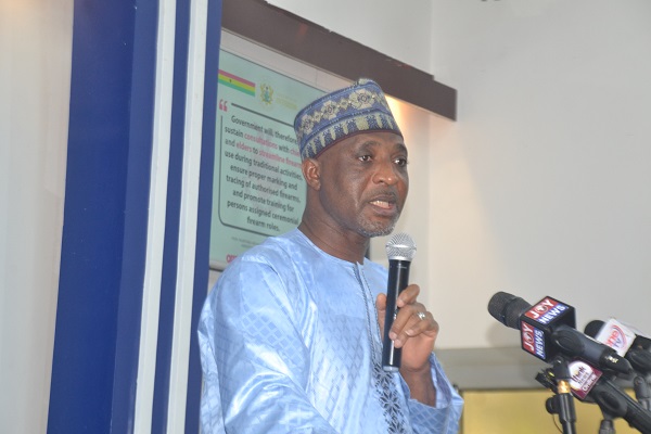 Alhaji Mohammed-Mubarak (inset) addressing the gathering Photo Victor A. Buxton