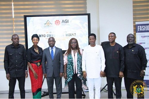 Mr. Ahi, (third from left), with Ms. Assan, (middle) and other dignitaries after the workshop