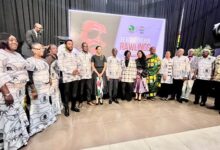 Vice President Naana Jane Opoku-Agyemang (middle) with the children of the late Jerry John Rawlings and members of the National Executives of the NDC