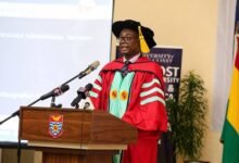 Prof. Joseph Benjamin Archibald Afful delivering the inaugural lecture