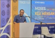 Mr Moses Klu Mensah (inset) addressing the participants at the event