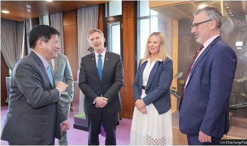 The New Zealand lawmakers travelled to Taiwan in May, where they met Taiwan's foreign minister Lin Chia-lung (L)