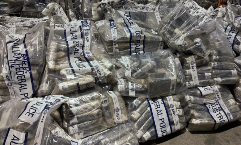 The cocaine bagged and displayed in Sydney