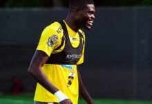 Thomas Partey was spotted in high spirit ahead of the clash with England