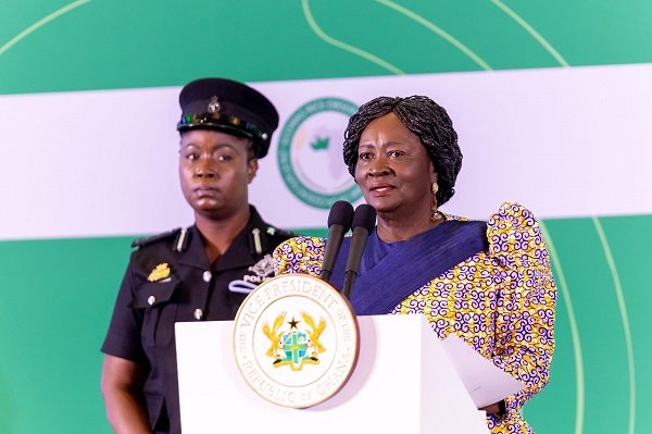 Vice President Prof. Opoku-Agyemang (inset) speaking at the West Africa Rice Investment Roundtable in Accra
