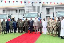 Mr Genfi (middle) with Lieutenant Gen. W. Agyapong and other officers after the ceremony