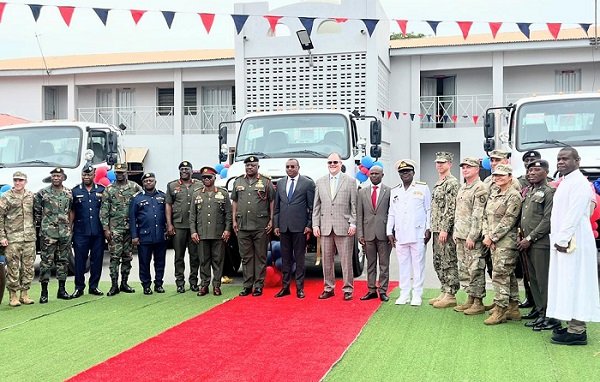 Mr Genfi (middle) with Lieutenant Gen. W. Agyapong and other officers after the ceremony