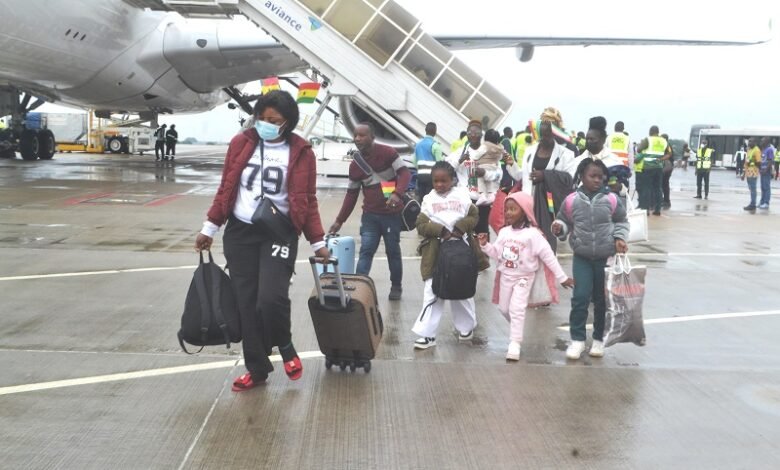 The third batch of Ghanaians from South Africa arriving from the Ethiopian Airlines flight Photo Victor A. Buxton