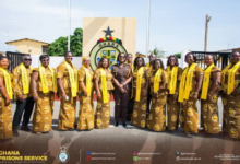 Mrs Baffoe-Bonnie (middle) with the elected National Executives after the inauguration ceremony.