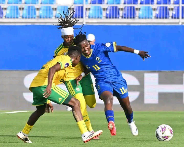 Ester Maseke of Tanzania challenging Thembi Kgatlana (left) of South Africa during the game