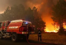 A fire truck used in fighting the fire
