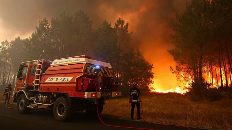 A fire truck used in fighting the fire