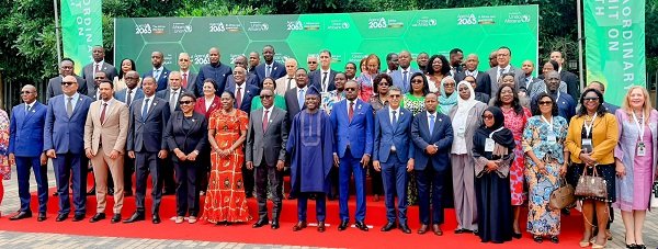 -Mr Akandoh (middle) with other participants after the summit