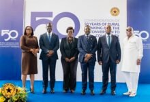 Dr Asiama (fourth from left) with Mr Nyarko Ampem(second from right) and other dignitaries after the anniversary