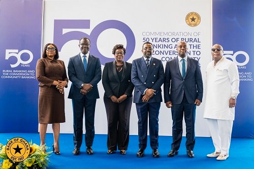 Dr Asiama (fourth from left) with Mr Nyarko Ampem(second from right) and other dignitaries after the anniversary