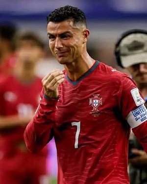 Cristiano Ronaldo in tears after the game