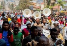 Demonstrating Congolese oppose the constitutional reforms proposed by President Felix Tshisekedi