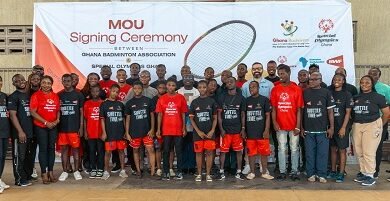 Dignitaries together with members of Special Olympics Ghana after the signing