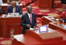 Dr Cassiel Ato Forson delivering the budget statement on the Floor of Parliament chamber. Photo. Ebo Gorman