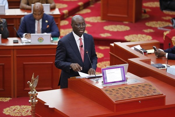 Dr Cassiel Ato Forson delivering the budget statement on the Floor of Parliament chamber. Photo. Ebo Gorman