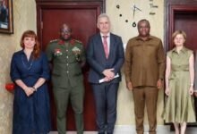 Mr Skinnebech (middle) with Mr Genfi (second from right) and other dignitaries after the meeting