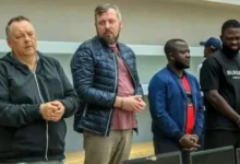 (From left to right) Russians Lev Lakshtanov and Igor Ratchin were on trial with two Angolans, Amor Carlos Tomé and Francisco Oliveira