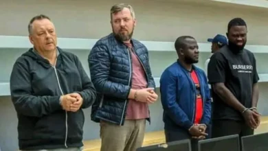 (From left to right) Russians Lev Lakshtanov and Igor Ratchin were on trial with two Angolans, Amor Carlos Tomé and Francisco Oliveira