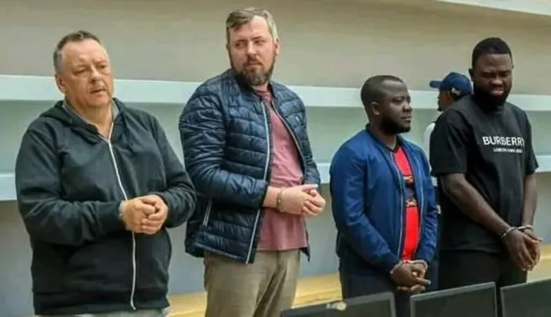 (From left to right) Russians Lev Lakshtanov and Igor Ratchin were on trial with two Angolans, Amor Carlos Tomé and Francisco Oliveira